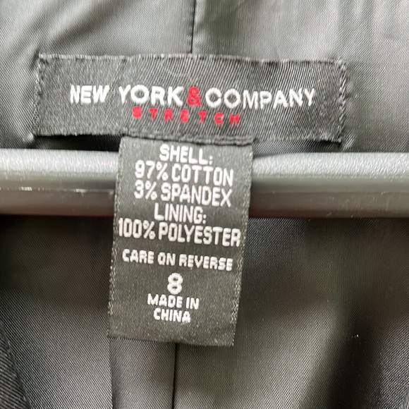 New York & Company black lined blazer. 97% cotton, 3% spandex. - Picture 3 of 3
